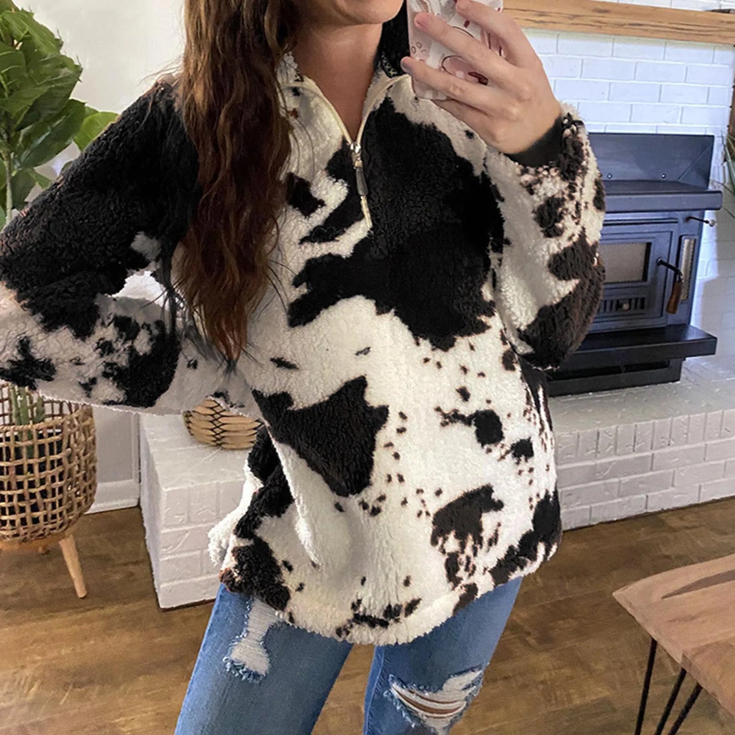 Cow Print Sherpa