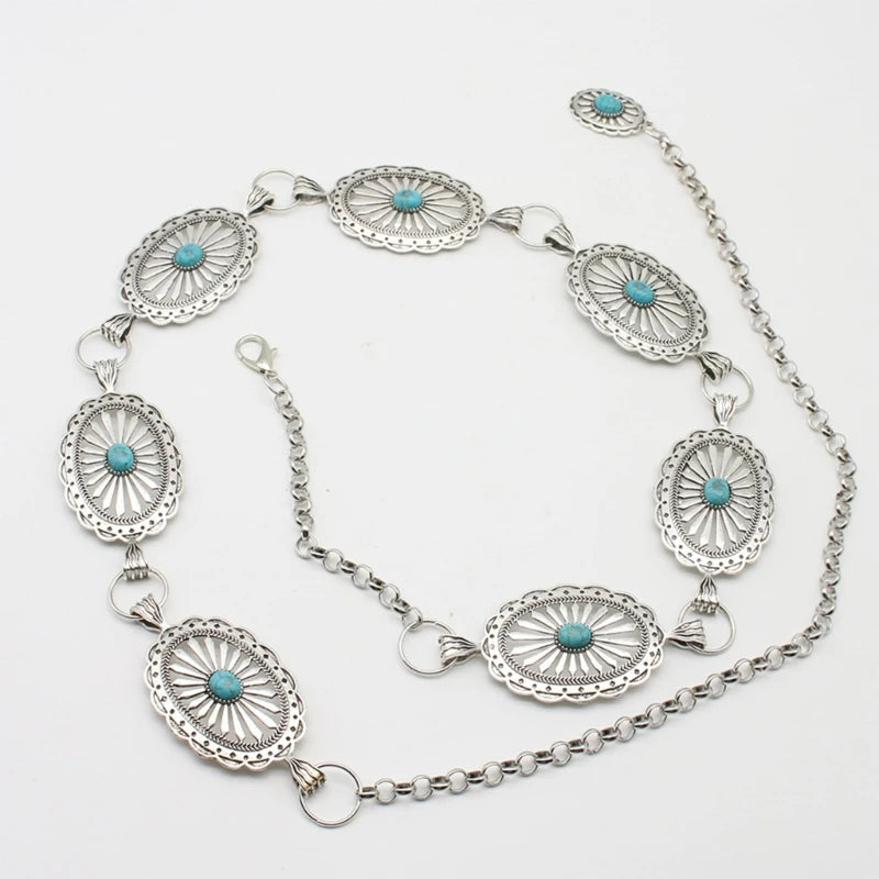 Concho Chain Turquoise Waist belt