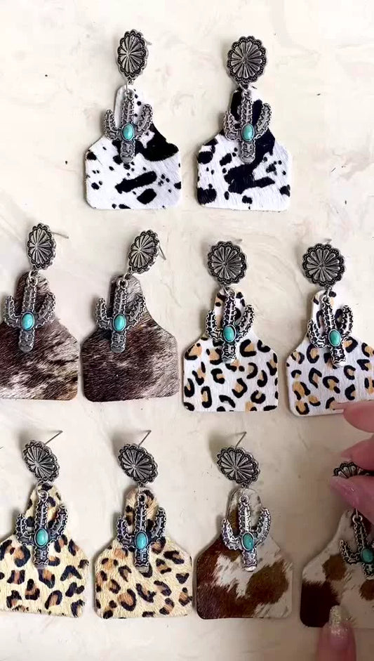 Cow tag earrings